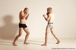 Underwear Martial art Man - Man White Moving poses Slim Short Blond Dynamic poses Academic